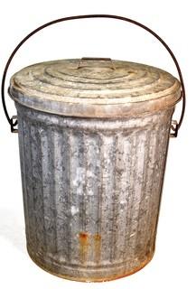 Vintage Small Galvanized Trash Can 19" Tall Excluding Handle.