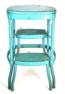 Blue Painted Fold Down Stool