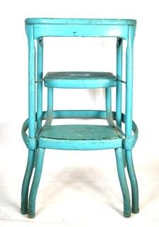 Blue Painted Fold Down Stool