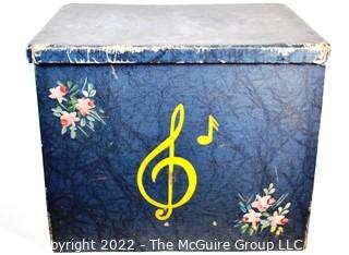 Vintage Blue Vinyl Covered Regina Record Index LP Album Storage Box.  18" x 14 "x 15"