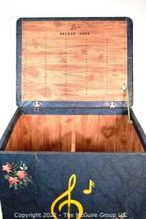 Vintage Blue Vinyl Covered Regina Record Index LP Album Storage Box.  18" x 14 "x 15"