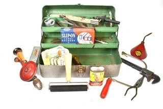 Metal Tool Box and Tools. 