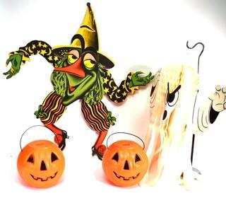 Group of Vintage Halloween Decorations. 