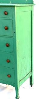 Vintage Five (5) Drawer Green Painted Childs Dresser 