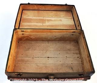 Flat Top Wood Slat Steamer Trunk 