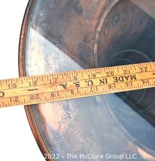 Side Table Made from Hammered Copper Tandoor Oven Base with Glass Insert