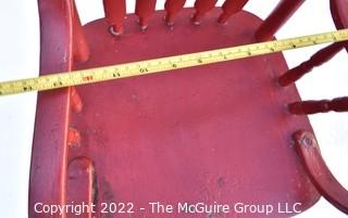 Red Painted Vintage Childs High Chair with Airplane Appliques. 