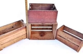 Four (4) Wooden Liquor Crates