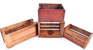 Four (4) Wooden Liquor Crates