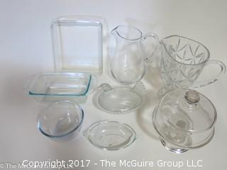 Assorted glass servingware 