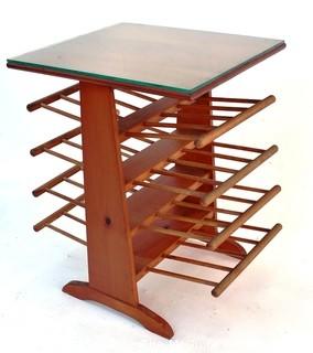 Mid-Century Wood Magazine Rack Side Table With 8 Shelves