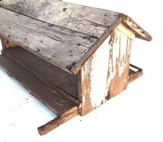 Large Primitive White Painted Wooden Bird House.  23" D x 15" T x 35" L