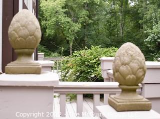 Two (2) Cement Acorn Finials.  