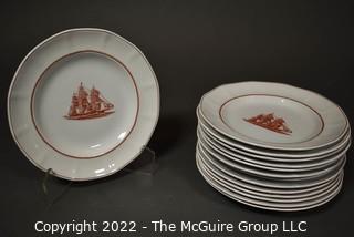 Set of (14) Wedgwood Georgetown Collection Flying Cloud Rust Salad Plates