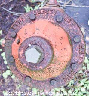 Vintage Red Cast Iron Fire Hydrant - Mueller # 5 1/4 Albertville, AL.