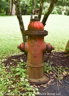 Vintage Red Cast Iron Fire Hydrant - Mueller # 5 1/4 Albertville, AL.