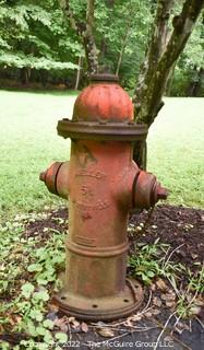 Vintage Red Cast Iron Fire Hydrant - Mueller # 5 1/4 Albertville, AL.