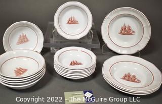 Eighteen (18) Piece Wedgwood Georgetown Collection Flying Cloud Rust Pattern Bowls Including Fruit Dessert, Soup and Coupe.