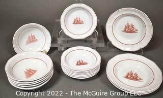 Eighteen (18) Piece Wedgwood Georgetown Collection Flying Cloud Rust Pattern Bowls Including Fruit Dessert, Soup and Coupe.