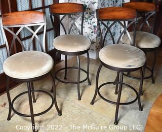 Set of Four (4) Upholstered Bar Stools. 