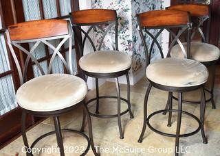 Set of Four (4) Upholstered Bar Stools. 