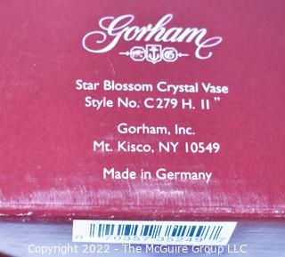 Gorham Star Blossom Heavy Cut Crystal Vase, 11" Made in Germany, In Box