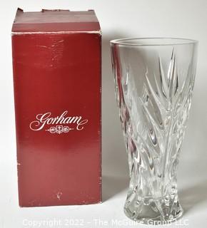 Gorham Star Blossom Heavy Cut Crystal Vase, 11" Made in Germany, In Box