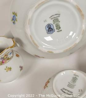 Five (5) Piece Tea Service by Empress Dresden Flowers Hand Painted Porcelain China by Schumann Arzberg Bavaria Germany