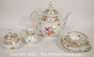 Five (5) Piece Tea Service by Empress Dresden Flowers Hand Painted Porcelain China by Schumann Arzberg Bavaria Germany