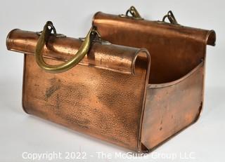 Hammered Copper with Brass Handle Magazine Rack from Winterthur Museum Shop