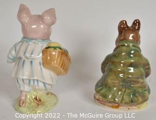 Two (2) Beatrix Potter Hand Painted Porcelain Figurines by F Warne & Co Beswick England of Little Pig Robinson and Samuel Whiskers, Signed by Artist and Dated 1948