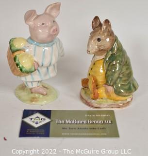 Two (2) Beatrix Potter Hand Painted Porcelain Figurines by F Warne & Co Beswick England of Little Pig Robinson and Samuel Whiskers, Signed by Artist and Dated 1948