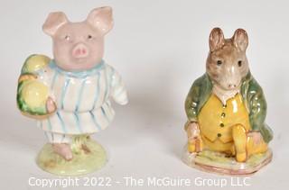 Two (2) Beatrix Potter Hand Painted Porcelain Figurines by F Warne & Co Beswick England of Little Pig Robinson and Samuel Whiskers, Signed by Artist and Dated 1948