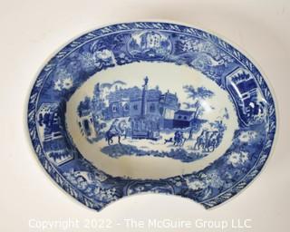 Antique Blue & White Ironstone Victoria Ware Shaving Bowl. Crack has been professionally repaired. 