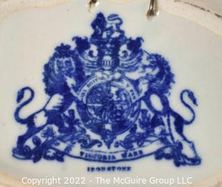 Antique Blue & White Ironstone Victoria Ware Shaving Bowl.  One of Pair. 