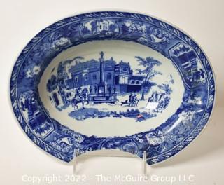 Antique Blue & White Ironstone Victoria Ware Shaving Bowl.  One of Pair. 