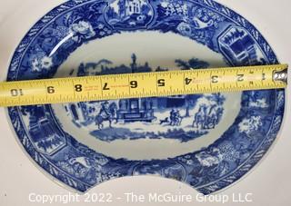 Antique Blue & White Ironstone Victoria Ware Shaving Bowl.  One of Pair. 