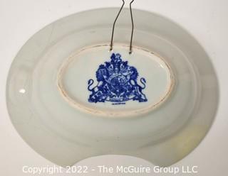 Antique Blue & White Ironstone Victoria Ware Shaving Bowl.  One of Pair. 