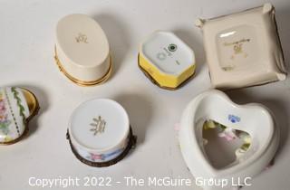 Group of Porcelain Boxes and Candlesticks Including Wedgwood, Lenox, Coalport and Limoges. 