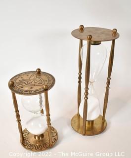 Two (2) Brass Hour Glass Timers