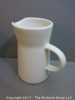 Collection of pottery including Bennington pitcher