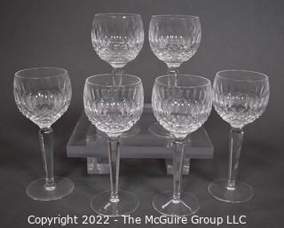 Set of Six (6) Waterford Cut Crystal Stemmed Wine Goblets