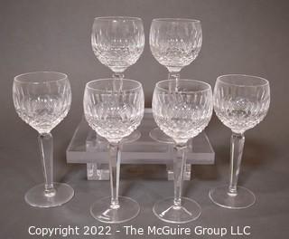 Set of Six (6) Waterford Cut Crystal Stemmed Wine Goblets