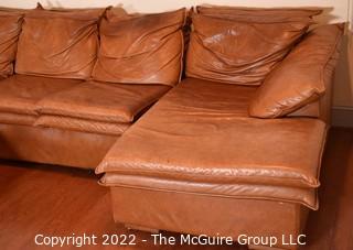 Krause's Castro Brown Leather Convertibles Sectional Sofa with Ottoman