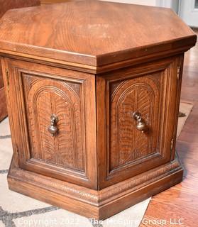 Octagonal Occasional End Table with Two Door Cabinet 