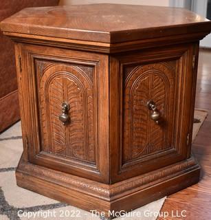 Octagonal Occasional End Table with Two Door Cabinet 