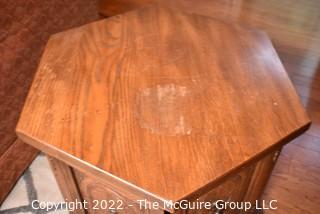 Octagonal Occasional End Table with Two Door Cabinet 