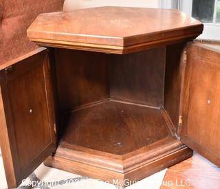 Octagonal Occasional End Table with Two Door Cabinet 