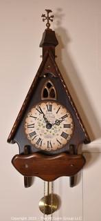 New England Clock Company Weight Driven Cuckoo Style Wall Clock with Weather Vane Finial.