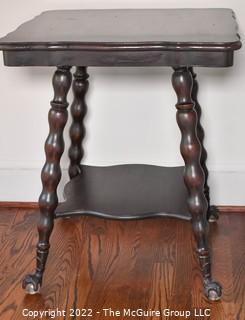 Victorian Glass Ball and Claw Ebonized Oak Table